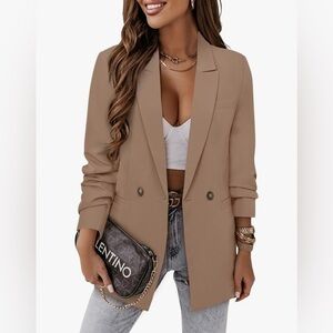Khaki Double-Breasted Blazer